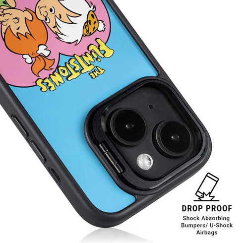 The Flinstones Bamm-Bamm and Pebbles iPhone 15 Kickstand Case
